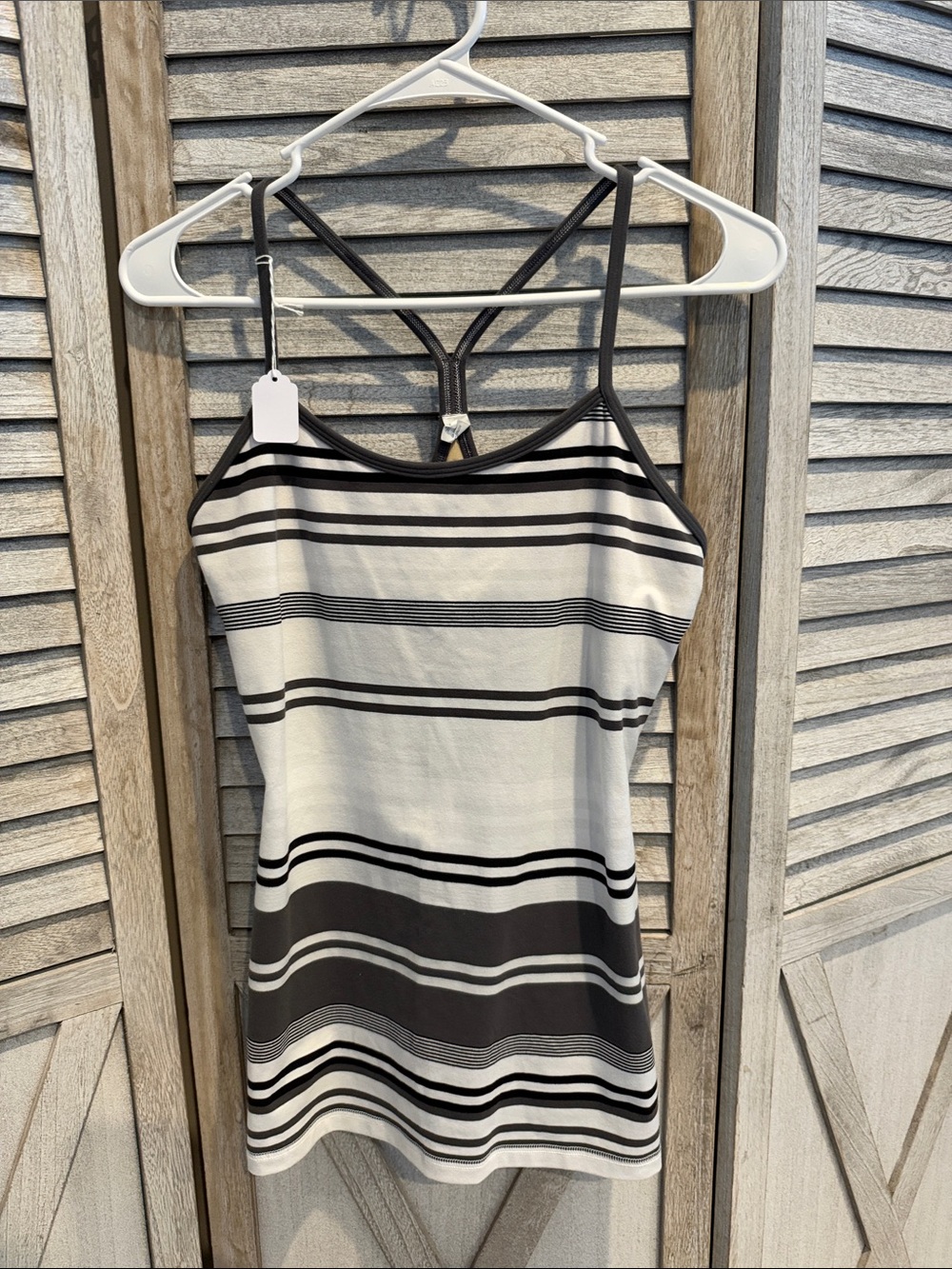 Lululemon Power Y Striped Black & White Grey Tank Top - Women's Racer Back
